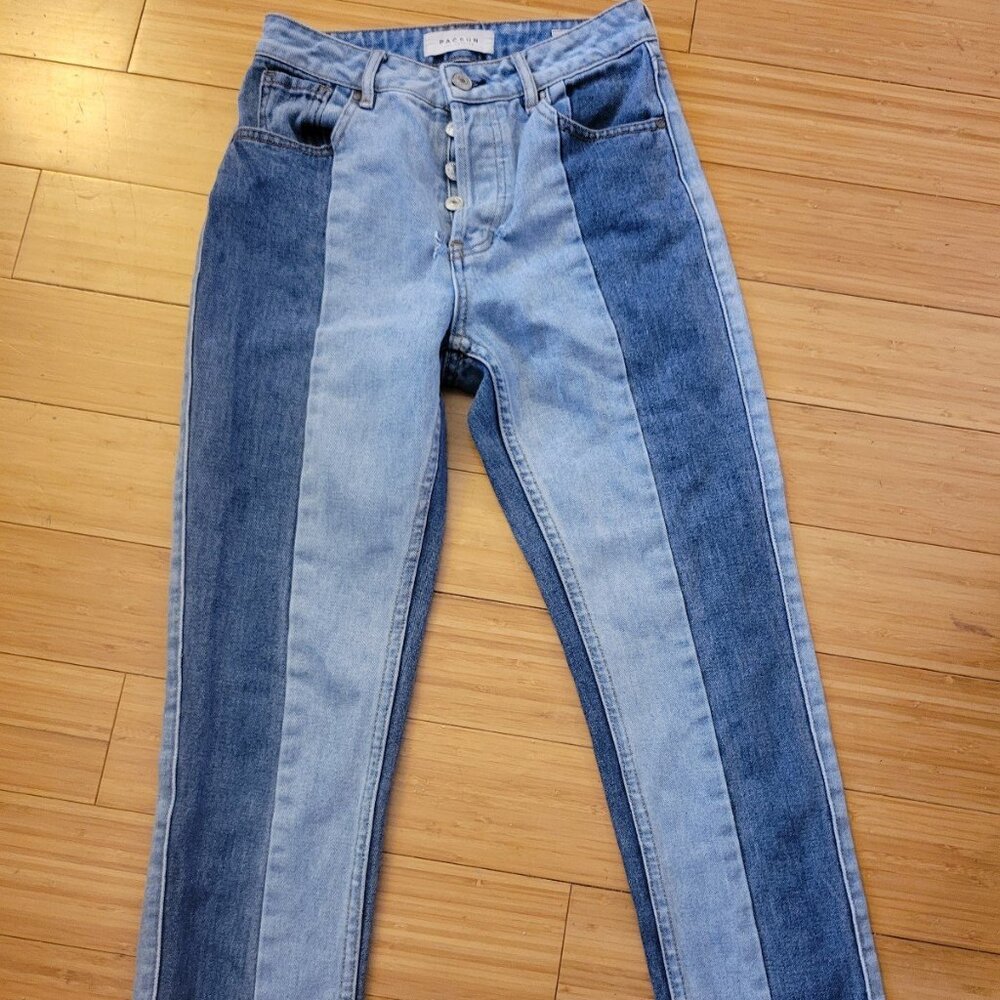 Pacsun Vintage Icon High Rise Color block Jeans size 24. Mom Jean.